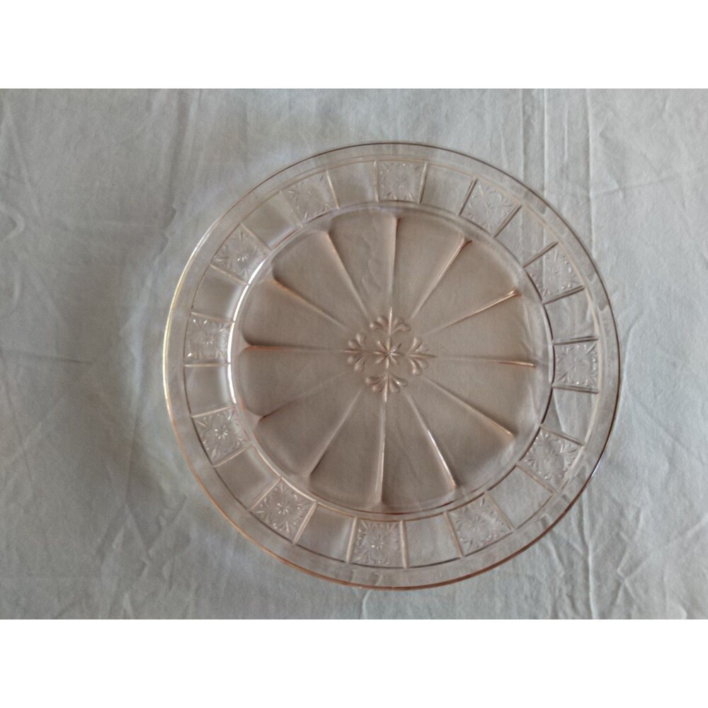 Vintage Jeannette Glass Co Doric Pink Depression 9" Round Dinner Plate 1930s